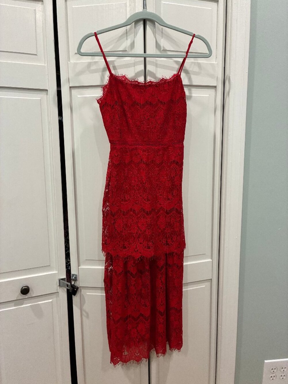 Lulu's red dress lace overlay